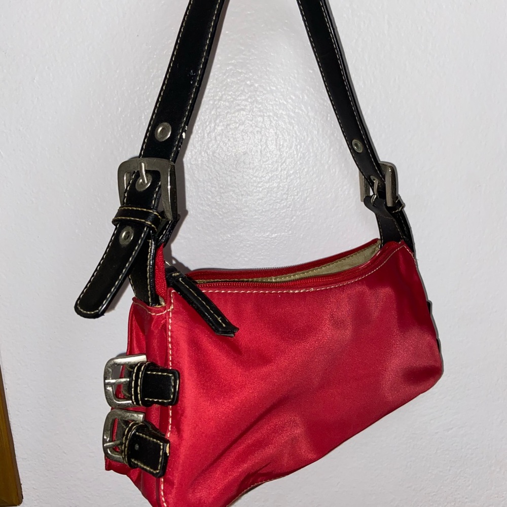 nine west red shoulder bag purse
